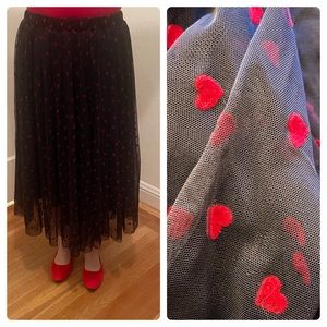 Heart Valentines skirt. Unique Vintage. 3-layer tulle sheer love